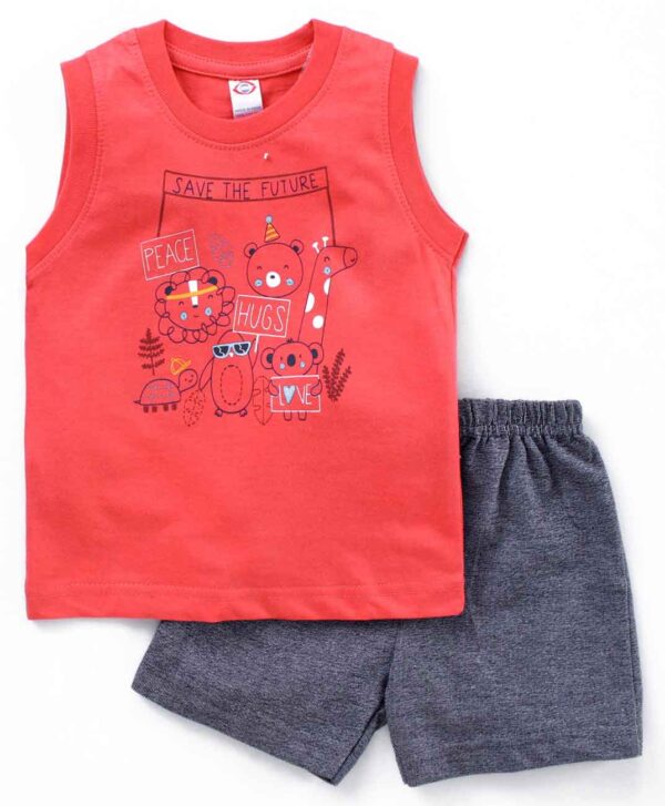 Sleeveless Cotton T-shirt and Short Set