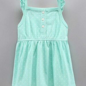 Sleeveless Lace Design Cotton Frock Polka Dots