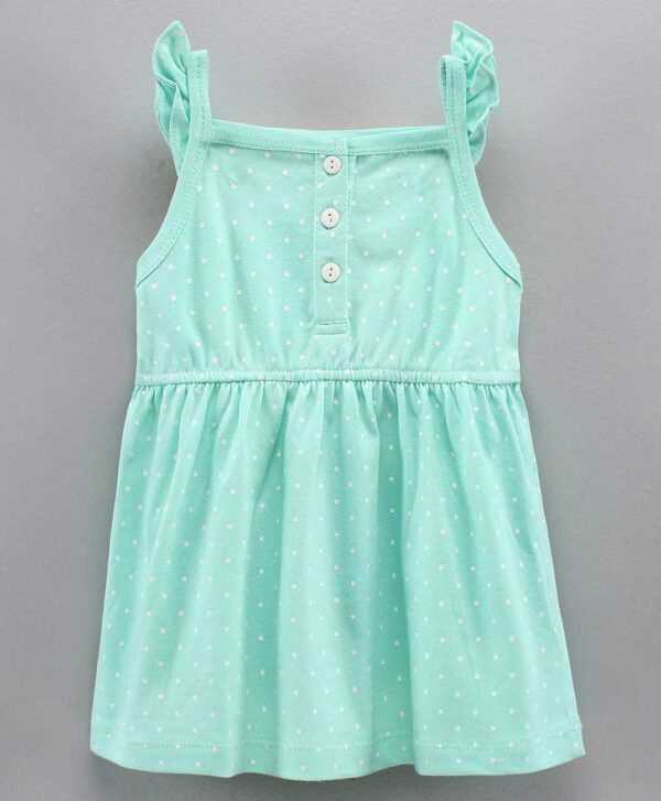 Sleeveless Lace Design Cotton Frock Polka Dots