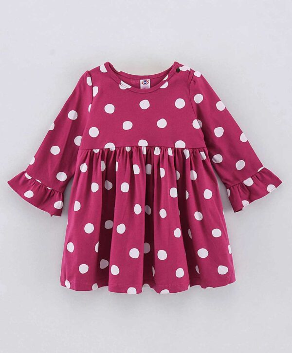 Full Sleeves Polka Dot Print Frock