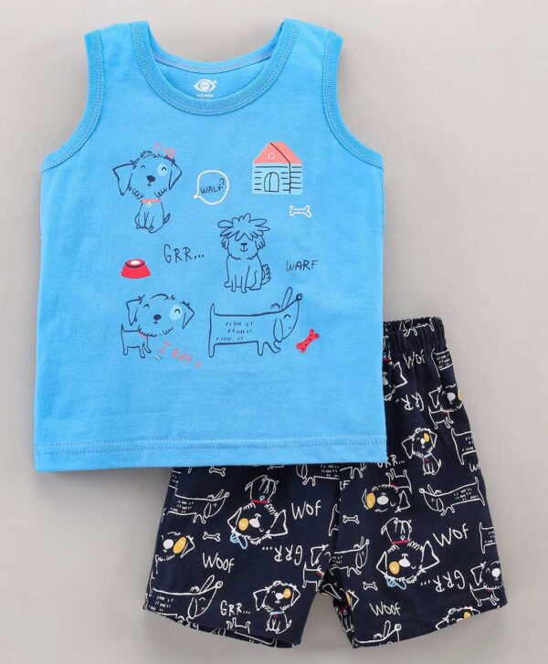 Sleeveless Tee and Shorts Set Dog Print