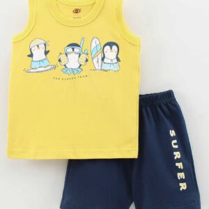 Sleeveless T-Shirt & Short Set Penguin Print